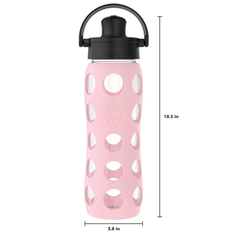 Lifefactory 22-Ounce Glass Water Bottle with Active Flip Cap and Protective Silicone Sleeve, Desert Rose - Image 4